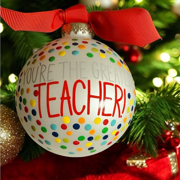 Coton Colors Festive Ornament “You’re The Greatest Teacher” with Multicolor Dots - Picture 1 of 3